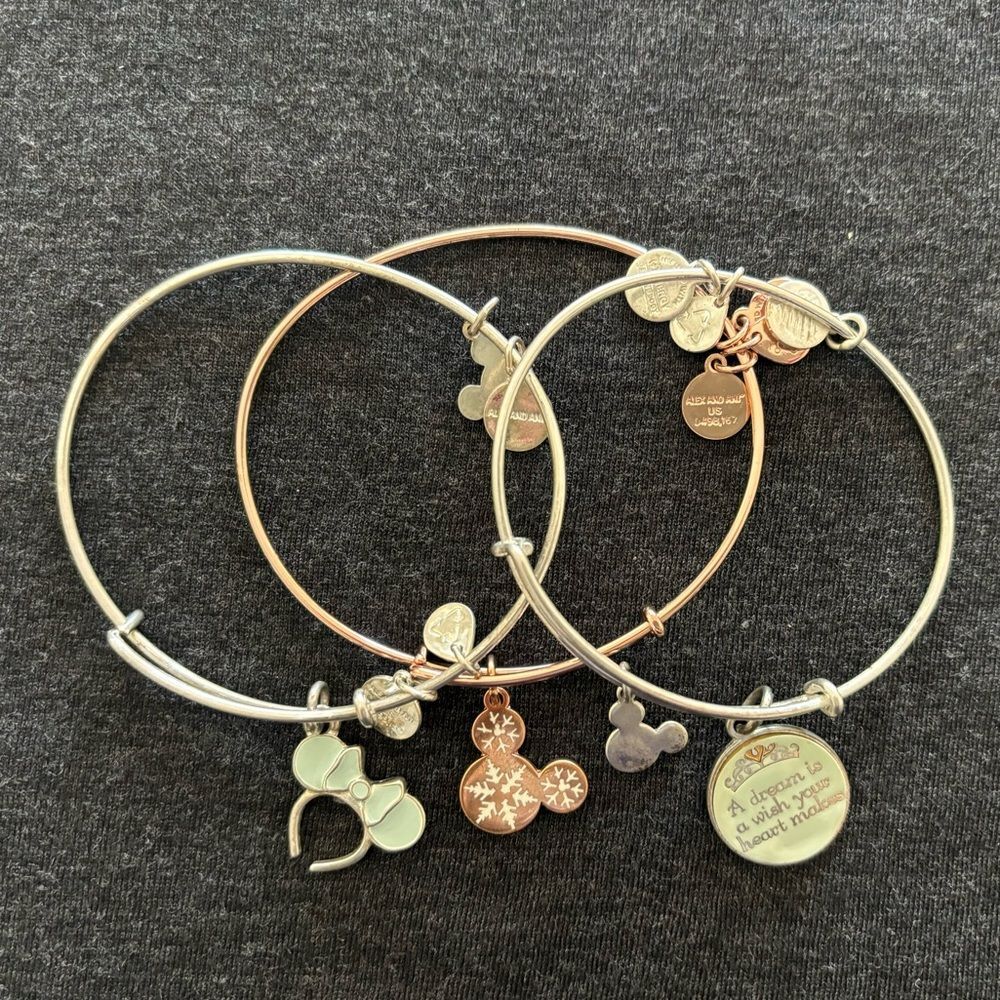 Alex and Ani Disney Charm Bangle Bracelet Trio